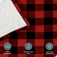 thumbnail image 3 of Bare Home Plush Sherpa Bed Blanket - Fluffy & Soft - Reversible - Lightweight - Twin/Twin XL, Buffalo Plaid - Red/Black, 3 of 6