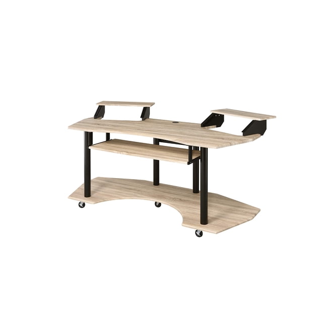 Acme Furniture Eleazar Music Recording Studio Desk, Natural Oak
