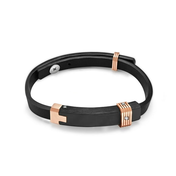 pitrice Men Multi Layer Handmade Bracelet Ethnic Style Lodestone Buckle Bangle Leather Wristband Punk Hand Chain Jewelry Party Steel color Rose gold