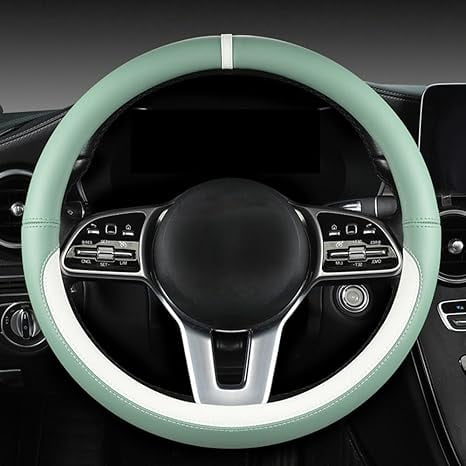 Four Season Universal Microfiber Leather Steering Wheel Cover,Washable Soft, Breathable and Comfortable to Touch, Protect Your Steering Wheel (Bright Green)