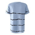 thumbnail image 6 of Women's Casual Tops Striped Casual Loose Fit Curved Hem Short Sleeve Shirts Summer Crew Neck Blouses (5XL, Light Blue), 6 of 6