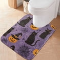 thumbnail image 2 of Yayeee Bath Rug for Bathroom Floor Non Slip Rectangle Fluffy Soft Absorbent Mat, 16"x24", Purple Halloween Black Cat, 2 of 7