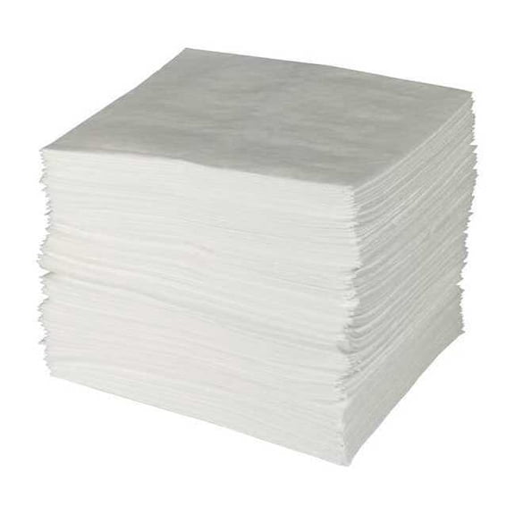 Brady Sorbent Pad, 33 gal, 15 in x 19 in, Oil, White, 100 PK ENV100