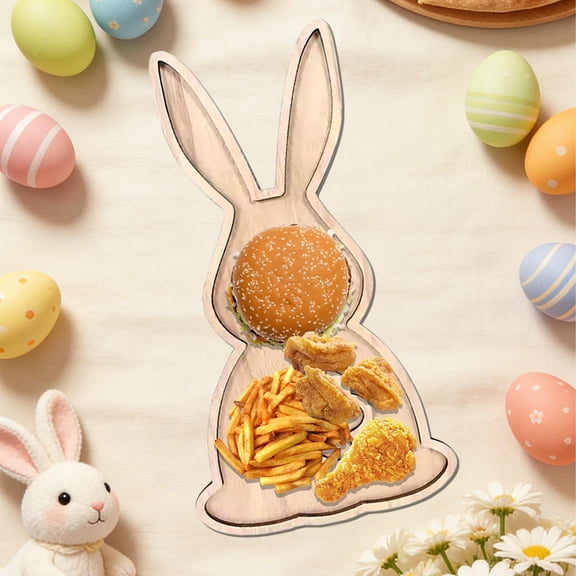 Easter Cutting Board,Easter Platter Wood,Easter Wooden Serving Tray Easter Charcuterie Board Bunny Egg Plates Dishes Cheese Display Food Dish for Butcher Block Vegetables Fruit Salad(A)