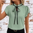 thumbnail image 4 of pstuiky Short Sleeve Tops for Women Fashion Crew Neck Solid Color Ladies Tops Comfy Loose Fit Comfortable Tees Tops Workout Tops for Women, 4 of 7