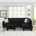 thumbnail image 2 of Aukfa 3 Piece Sectional Sofa with Storage Ottoman for Living Room, L Shape Couch, Right Hand, Black, 2 of 9