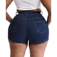 thumbnail image 2 of Gocolloa Plus Size Jean Shorts for Curvy Women Stretchy 3.5" Inseam Comfort High Waisted Denim Shorts Dark Blue 16W, 2 of 6