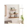 thumbnail image 3 of Decorative Triangle Wall Shelf for Home Decor - Elegant 3 Tier Shelf Organizer for Living Room, Bedroom, and Office Spaces - Small Storage for Books or Decor Display - 20", Brown, 3 of 9