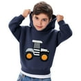 thumbnail image 4 of fnnxnal Little Girls 5T Navy Hoodie - 3D Tractor Appliqué, 100% Polyester Quick Dry Easy Care for Active Toddlers, 4 of 5