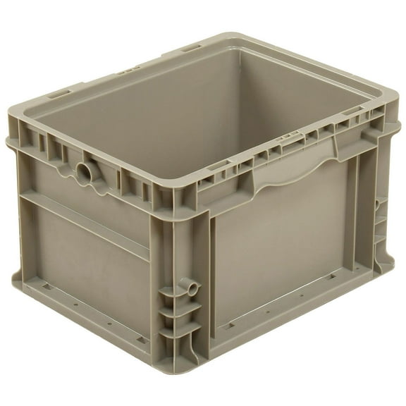 Global Industrial Straight Wall Container Solid, Stackable, Gray, 12"Lx15"Wx9"H