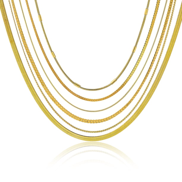 JeenMata Fashion Gift paquete múltiple de 6 piezas collar con colgante para mujer, espiga, collar en capas con cadena de serpiente, cadena de collar ajustable para mujer, set de regalo para uso diario
