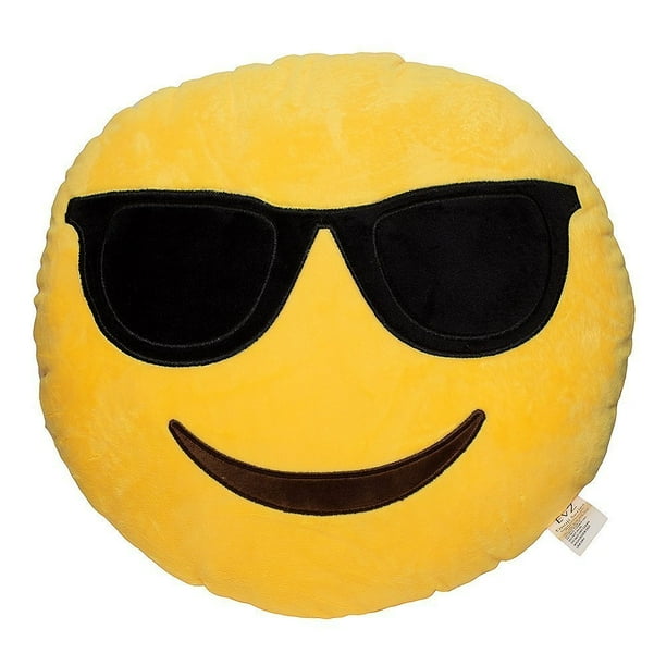 Almohada de Peluche Emoji con Gafas de Sol EvZ 32 cm Amarilla