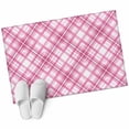 thumbnail image 2 of 2x3 Washable Entryway Rug, White Pink Check Non-Slip Area Rug for Front Door Kitchen Bathroom, Modern Pink Theme Simple Indoor Floor Mat for Home Decor, 2 of 9
