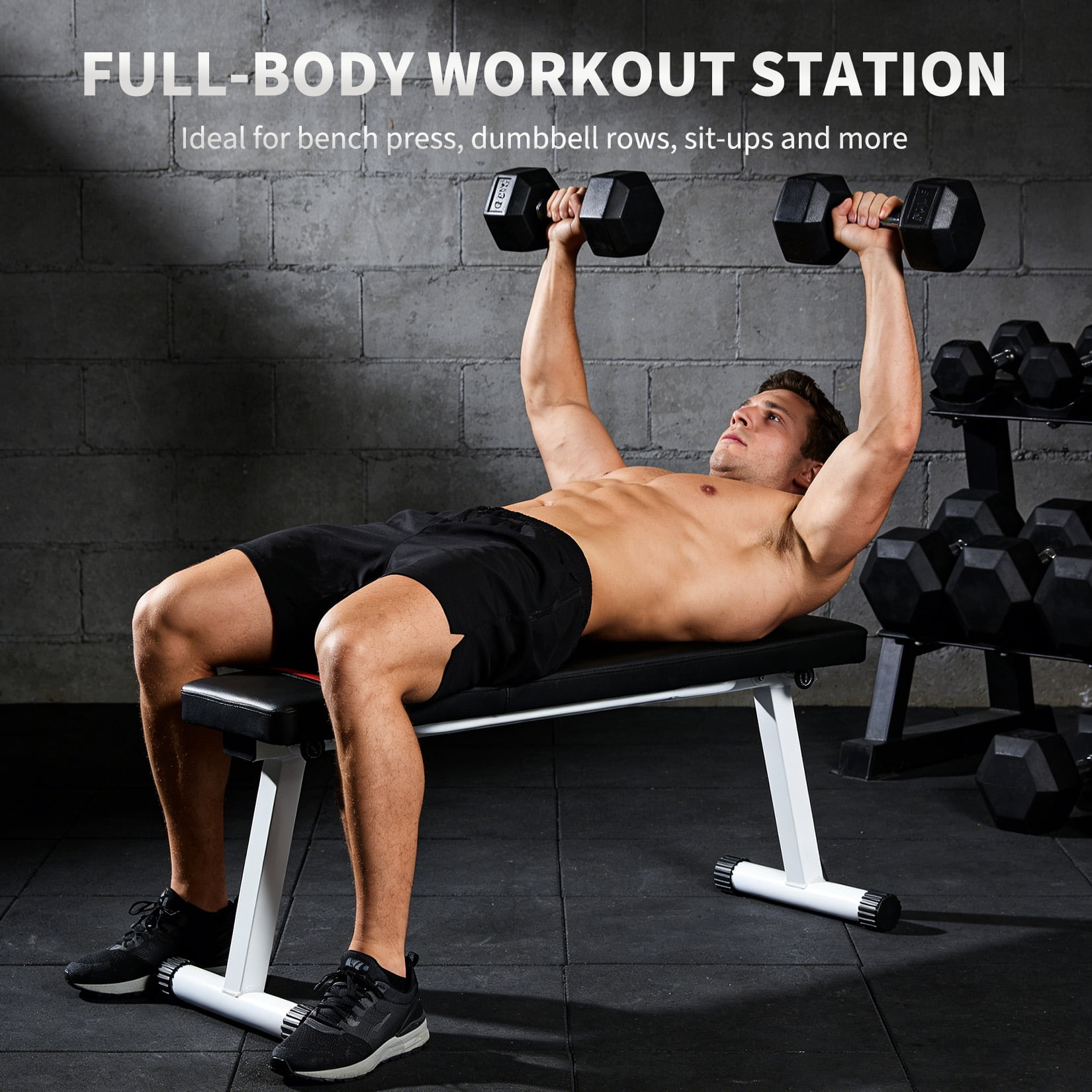 Adjustable Weight Bench for Home Gym, Multi-Purpose Foldable Workout Bench with Fast Folding Function, Heavy Duty Strength Training