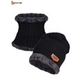 thumbnail image 3 of Spencer 2Pcs Winter Beanie Hat Scarf Set Lined Warm Knitted Hat Thick Skull Cap for Child Kids "Black", 3 of 7