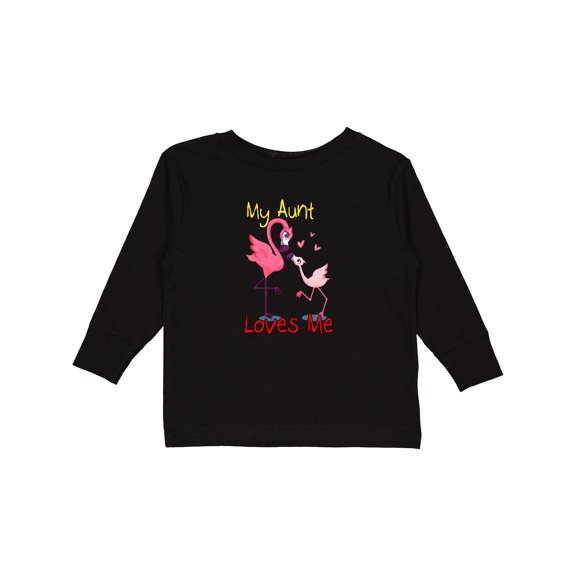 Inktastic My Aunt Loves Me Flamingo Boys or Girls Long Sleeve Toddler T-Shirt