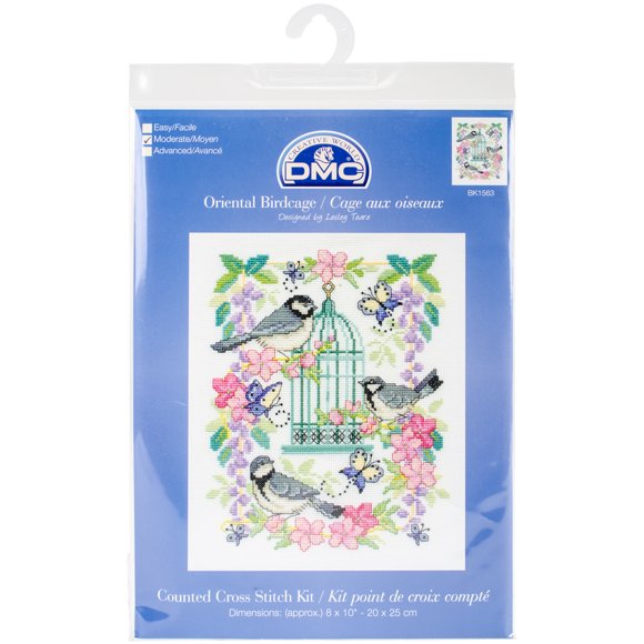 Dmc Counted Cross Stitch Kit 8"X10"-Oriental Birdcage (14 Count)