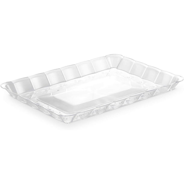 Plasticpro Plastic Serving Trays - Serving Platters Rectangle 9X13  Disposable Party Dish Crystal Clear Pack of 4 