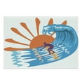thumbnail image 1 of Summer Cutting Board, Beach Theme Hot Vibes Surfing Sport Sea Ocean Waves Sun Image Poster, Decorative Tempered Glass Cutting and Serving Board, Large Size, Sky Blue Orange, by Ambesonne, 1 of 1