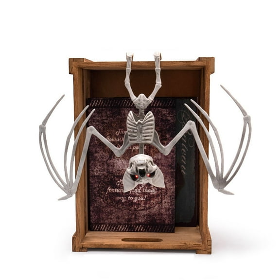 Halloween Animal Skeleton Decorations,Realistic Full Body Bat Skeleton with Light Up Eyes,Posable Movable Joints Bat Bones Statue and Figurine for Lawn Yard Graveyard Skeleton Halloween Decor