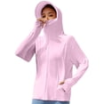 thumbnail image 2 of Trgacdwlo Ice Silk Women's UPF 50+ Sun Protection Hoodie Jacket with Wide Brim Quick Dry Cooling Rash Guard Zipper Women's Fishing Shirt Red, 2 of 5