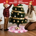 thumbnail image 5 of Christmas Tree Skirt,Pink Christmas Tree Christmas Tree Decor with Red Ribbon Ties,Round Shape,Christmas Decorations for Home 30"x30", 5 of 7