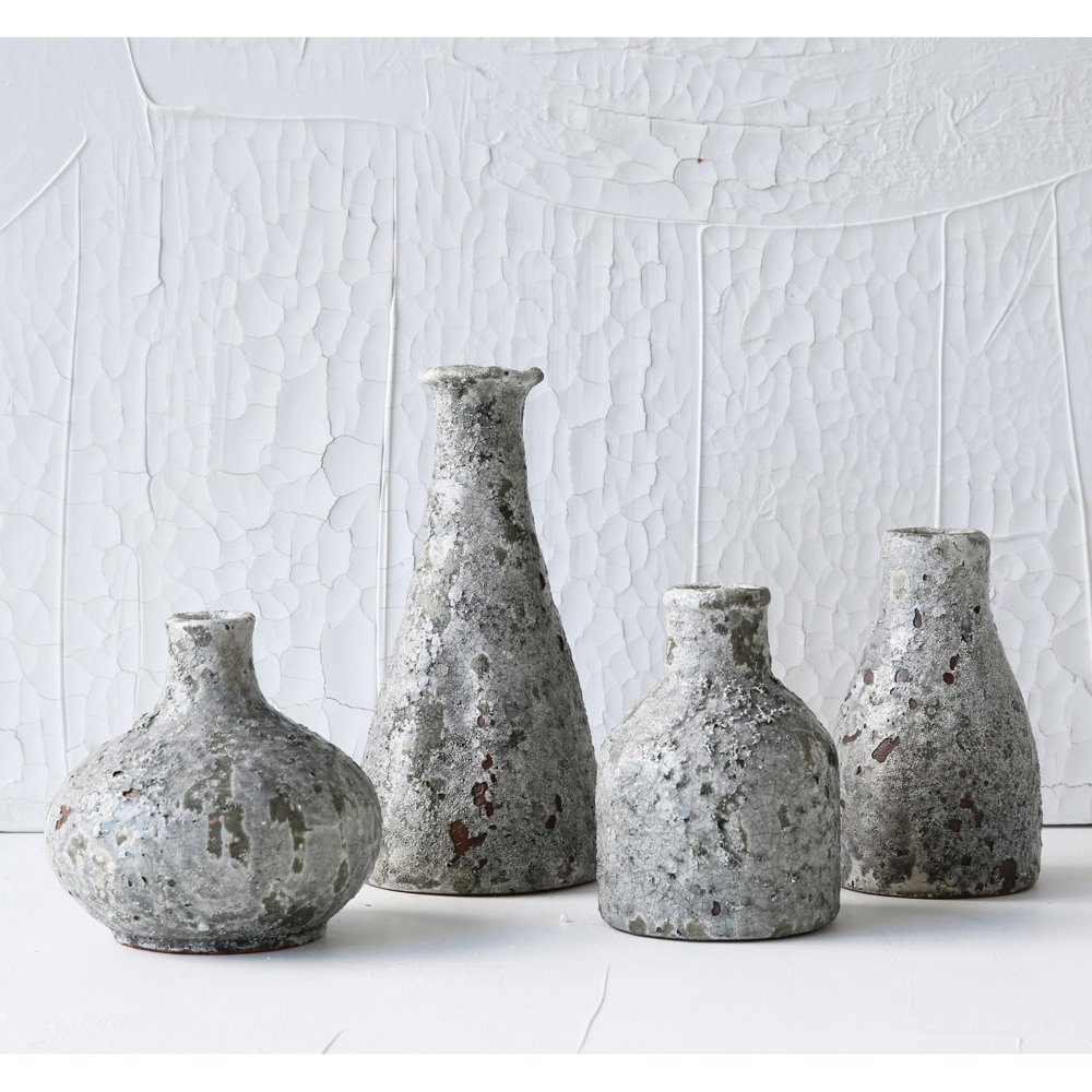 3R Studios Distressed Grey Vases Set of 4
