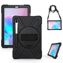 For Samsung Galaxy Tab S6 Case 10.5 inch SM-T860/T865/T867, 360 Hand Strap, Shoulder Strap, Kickstand, Rugged Drop Protection, Black