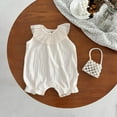 thumbnail image 2 of Baby Girl Rompers Baby Girls Bodysuits Lace Sleeveless Romper Casual Outfit Soft Summer Baby Onesies White 0 Months-3 Months, 2 of 5