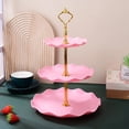thumbnail image 5 of An Elegant Three-Tier Plastic Cake Stand with Golden Handles - Featuring a Wavy Edge Design, Perfect for Showcasing Stylish Desserts at Weddings, Birthdays, And Tea Parties - Durable, Non-Electric, 5 of 10