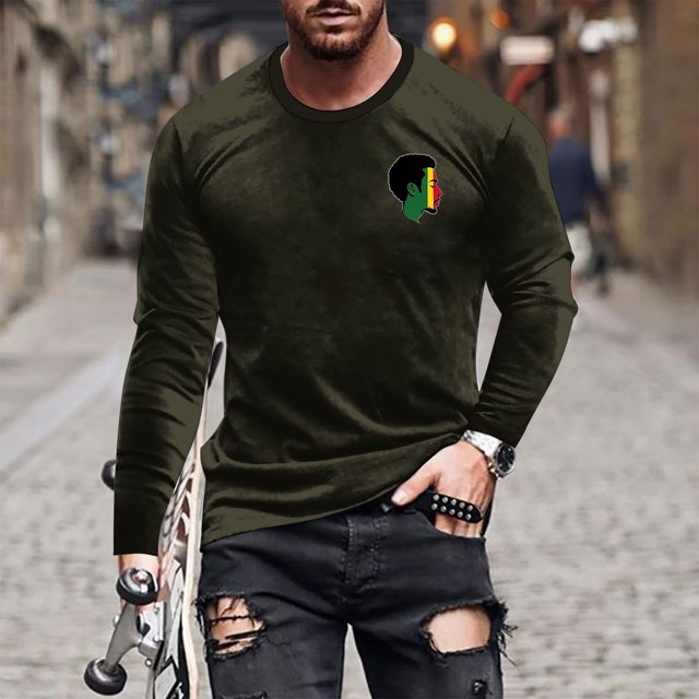 Blusas y camisas de manga larga con cuello redondo para hombre, blusa con estampado de liberación, de manga larga y cuello redondo, blusa para hombre.