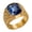 Gold Blue, variant on Men's Stainless Steel Hip Hop Ring Wide Face Vintage Black Gemstone Band Hammered Texture Chunky Statement Rings Size 10