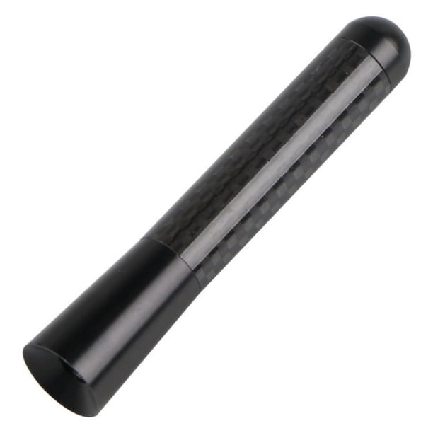Antena automotriz corta de fibra de carbono de 80 mm, acabado pulido y aluminio negro mate con bobina interna de cobre, ajuste universal, antena de radio AM/FM de repuesto, compatible con automóvil,