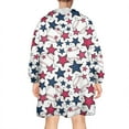 thumbnail image 2 of Red White Blue Baseballs and Stars Pattern Wearable Oversized Blanket,Wearable Blanket Hoodie for Adults,Cozy Hooded Blankets with Super Pockets,Super Warm Fuzzy Pullover for Women & Men, 2 of 6