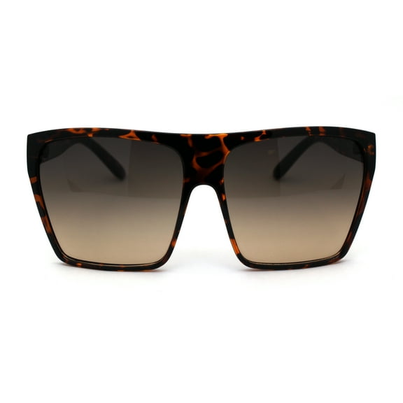 Oceanic Gradient Lens Flat Top Oversize Mob Plastic Sunglasses Tortoise Grey Brown