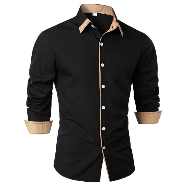 Penkiiy Chemise Habillée Décontractée pour Homme à Manches Longues Extensible Sans Plis Coupe Régulière à Boutons TP Noir