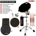 thumbnail image 4 of 5 Core Drum Practice Pad Set 12" Adjustable Snare Drumming Stand Double Sided Silent Drummer Kit - DPAD COMBO BLK, 4 of 7