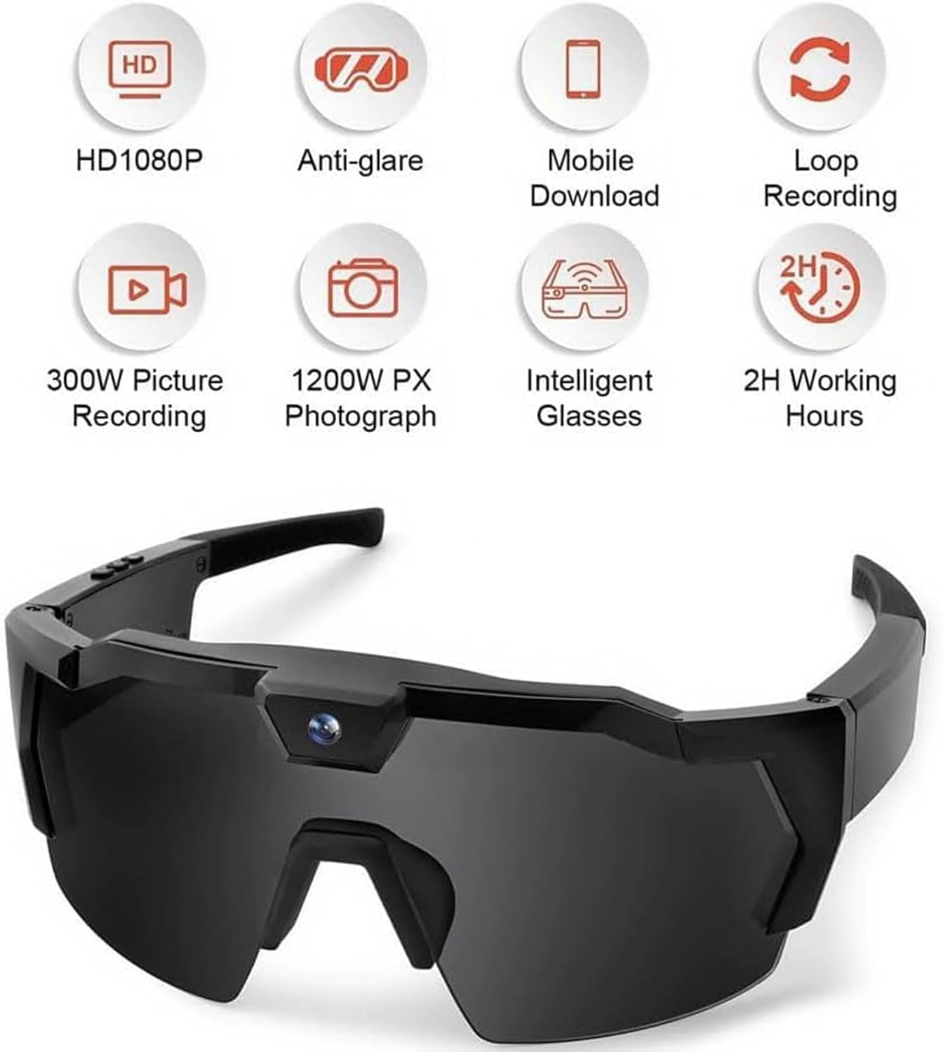 2026 Upgrade POV Glasses 4K Baseball Sunglasses with Camera, Audio Video Recording & WiFi Action for Cycling Hiking, Sports Smart Glasses with Camera