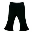 thumbnail image 6 of GYRATEDREAM Kids Baby Girl Knit Bell Bottoms Solid Color Flared Pants Toddler Elastic Waist Ruffle Leggings Fall Clothes for 6-9M Black, 6 of 9