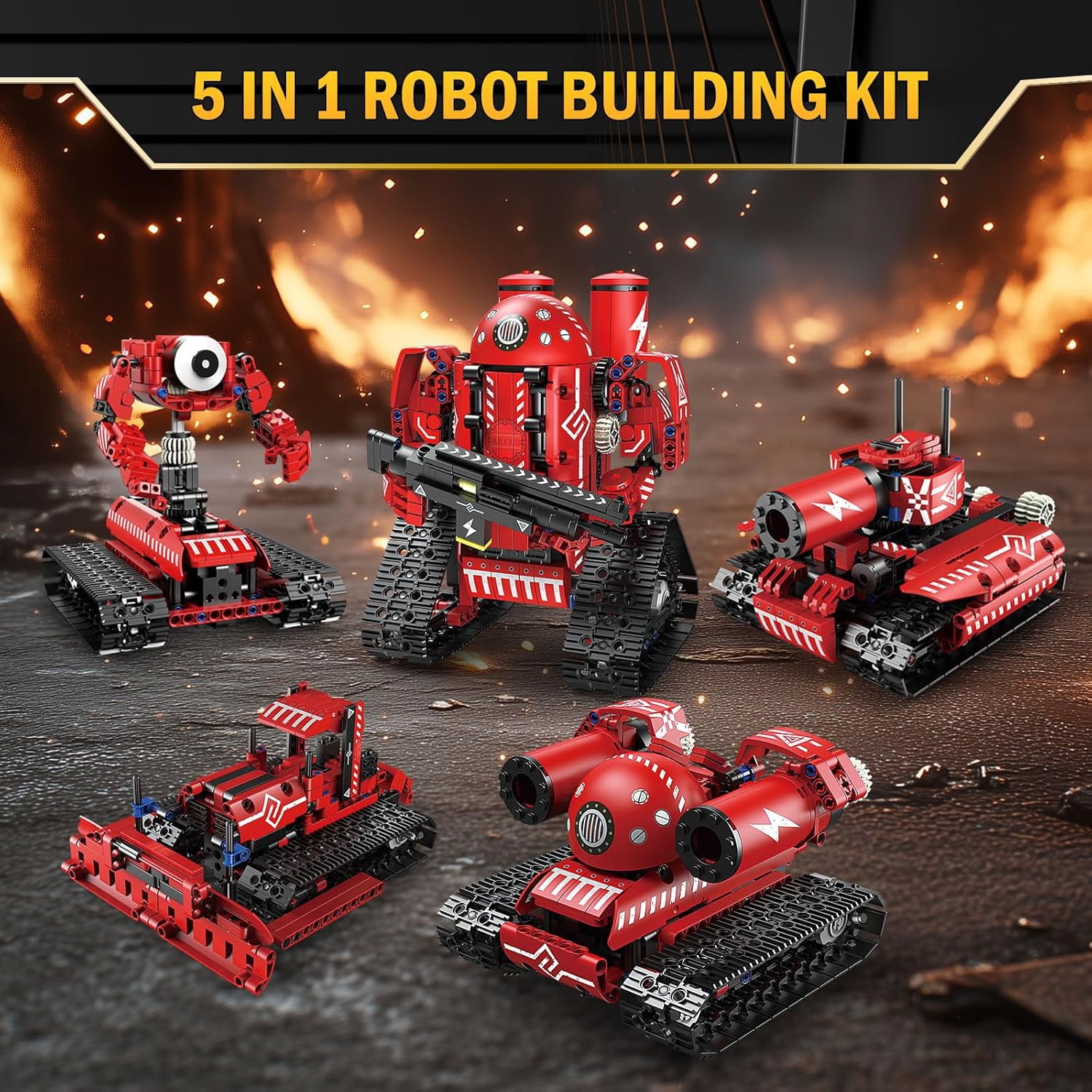 STEM Robot Building Kit for Boys Age 8-16, 5 in 1 Remote Control Robot Toys with 495 Pieces, Engineering Science Birthday Gifts for Kids Teens 8 9 10 11 12 13 Years Old