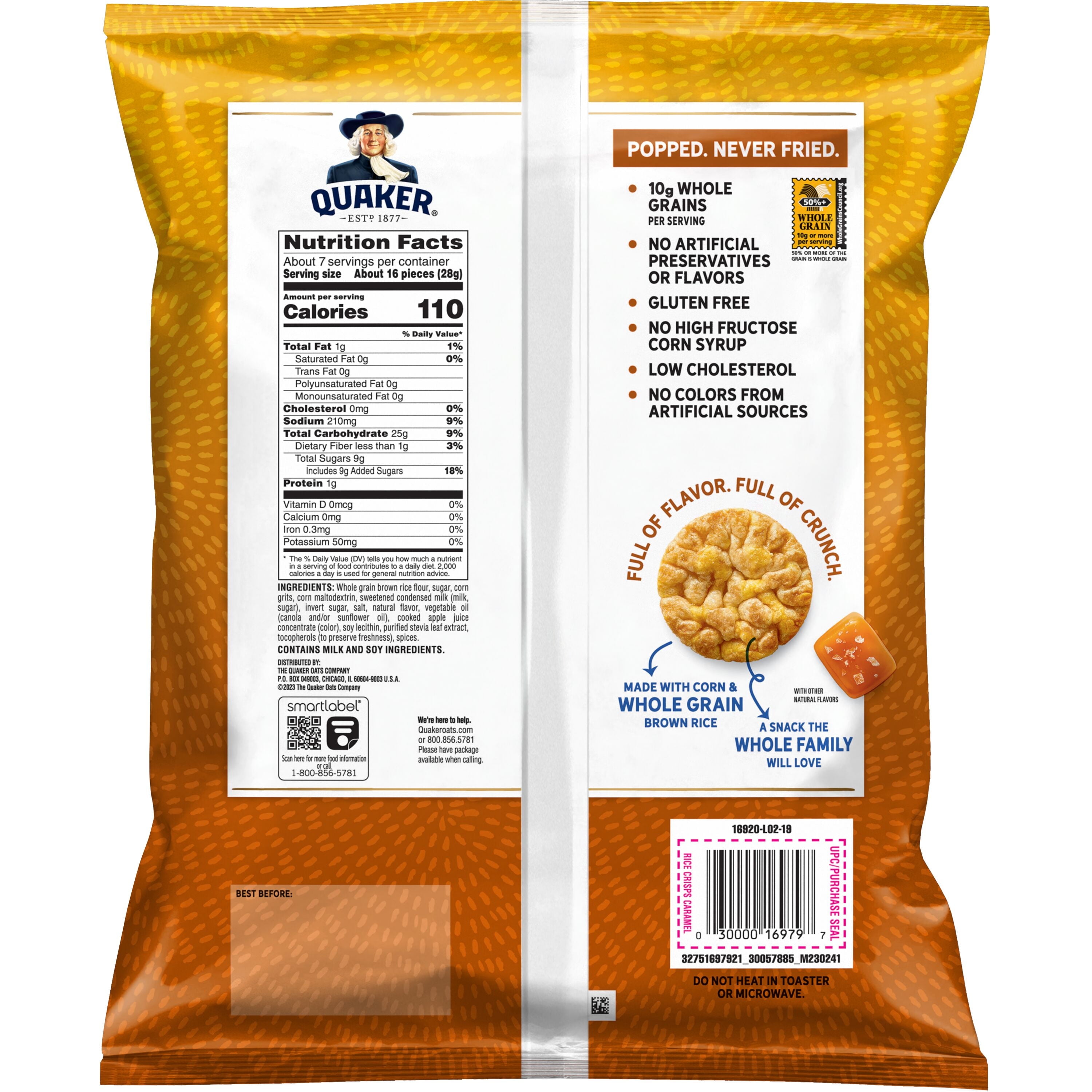 (6 pack) Quaker Caramel Flavored Rice Crisps 7.04 oz Bag