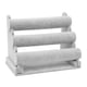 thumbnail image 2 of Organizador de joyas de terciopelo de 3 niveles, soporte para pulseras y expositor, desmontable. Gris, 2 of 9