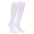 thumbnail image 2 of PULLIMORE 1 Pair Women Men Cotton Slouch Socks, Knee High Boot Socks (White), 2 of 8