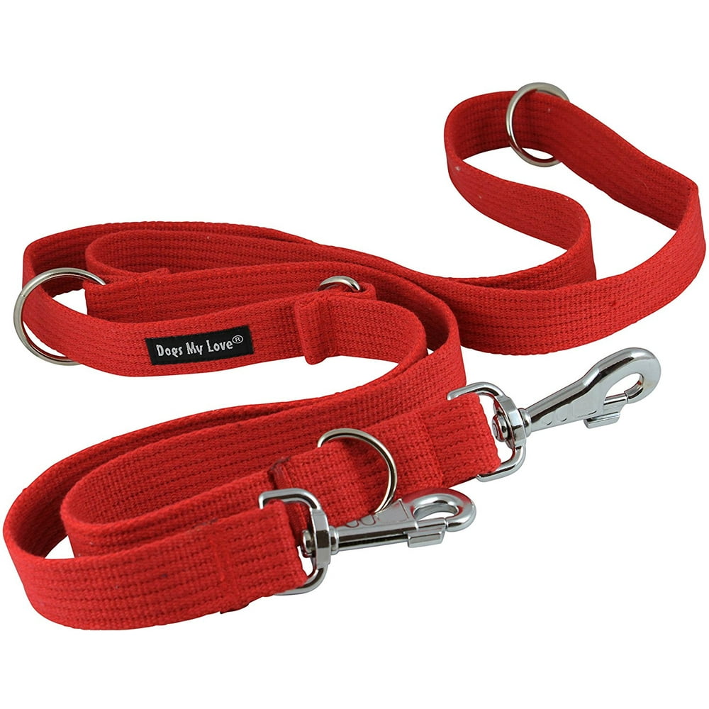 1.25" Wide Organic Cotton  6Way European Multifunctional Dog Leash, Adjustable Lead 45"78