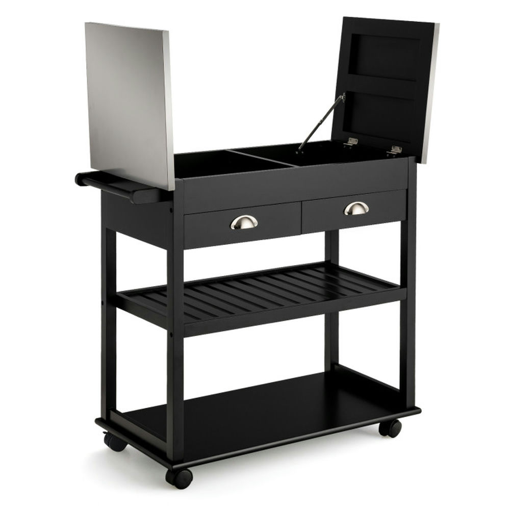 Finihen Rolling Cart, Kitchen Island Cart, Rolling Kitchen Island Trolley Cart with Drawers, for Kitchen, Dining Room, Black Finihen Rolling Cart, Kitchen Island Cart, Rolling Kitchen Island Trolley Cart with Drawers, for Kitchen, Dining Room, Black