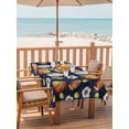 thumbnail image 2 of Outdoor Tablecloth with Umbrella Hole for Patio/Picnic/Party/Camping, Brown Basketball Football Waterproof Table Cloth Rectangle Table Cover Washable, Ball Watercolor Navy Blue (54"x 80"), 2 of 8