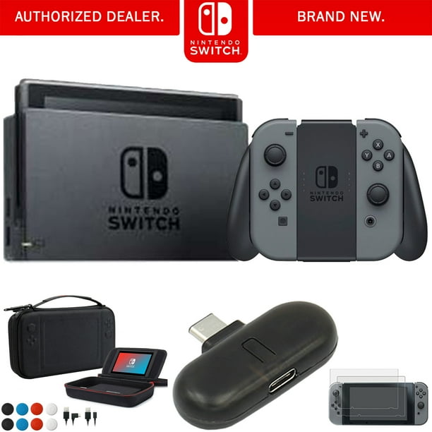 Nintendo Switch 32 Gb Console W Gray Joy Con Hacskaaaa Accessories Bundle Includes Usb Type C Bluetooth Audio Transmitter Charging Case For Switch W Built In Stand And 2 Pack Screen Protector Walmart Com