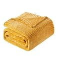 thumbnail image 3 of Battilo Mustard Yellow Throw Blanket,Chenille Knitted Throws for Bed Sofa,Summer Blanket, 51"x67", 3 of 9