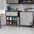 thumbnail image 5 of Sturdy And Durable Metal Tool Cabinet With Wheels, Heavy-Duty Rolling Storage Cabinet With 1 Drawer & 2 Locking Doors, Black And Gray For Garage Home Office, 5 of 10