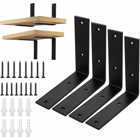 

Pack of 4 Black Shelf Brackets 150x150x38x5mm Wall Shelf Bracket with 16pcs Screws